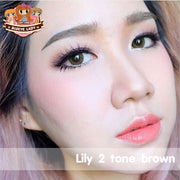 Lily 2 tone (Brown) ค่าสายตา 0.00-10.00 คอนแทคเลนส์